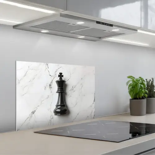 Schaakstuk - Koning - Zwart - Marmer keuken achterwand spatscherm klein -3d_schuin