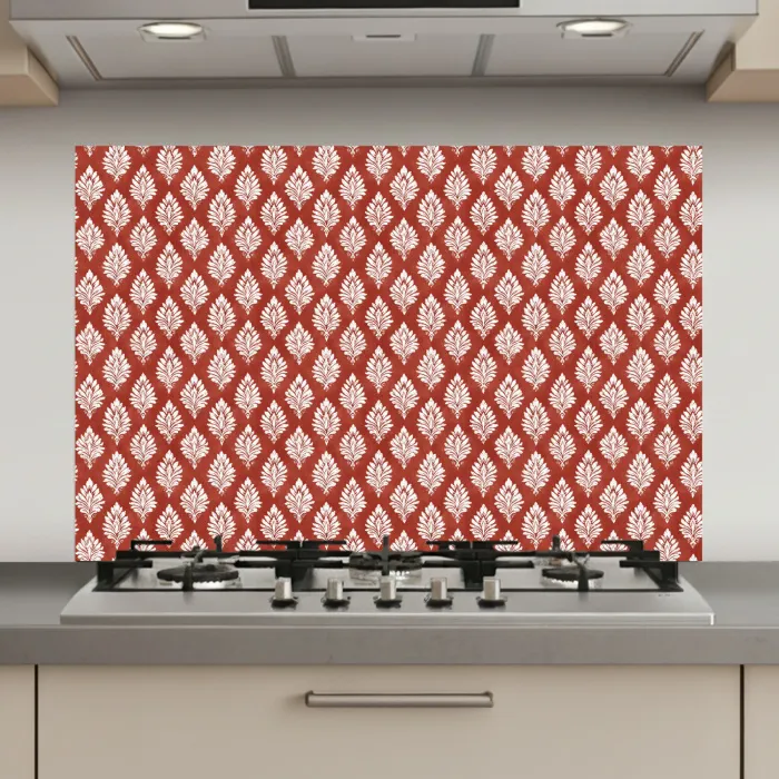 Chic - Patroon - Rood - Wit keuken achterwand spatscherm klein 900 -3d_website