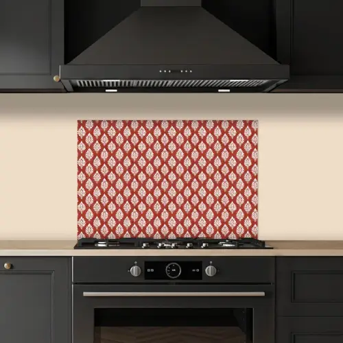 Chic - Patroon - Rood - Wit keuken achterwand spatscherm klein 900 -sfeer1