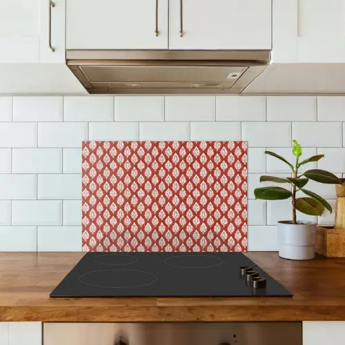 Chic - Patroon - Rood - Wit keuken achterwand spatscherm klein 900 -sfeer2