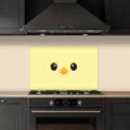 Kuiken - Vrolijk - Geel - Minimalistisch keuken achterwand spatscherm klein -sfeer1