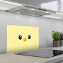 Kuiken - Vrolijk - Geel - Minimalistisch keuken achterwand spatscherm klein -3d_schuin