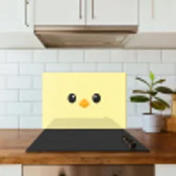 Kuiken - Vrolijk - Geel - Minimalistisch keuken achterwand spatscherm klein -sfeer2