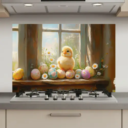 Kuiken - Raam - Paaseieren keuken achterwand spatscherm klein -3d_website