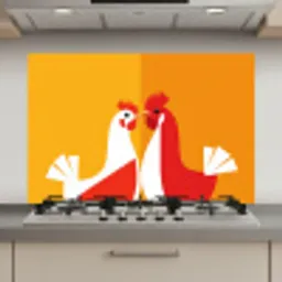 Kippen - Oranje - Vlakken keuken achterwand spatscherm klein -3d_website