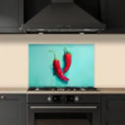 Chilipepers - Geverfd - Rood keuken achterwand spatscherm klein -sfeer1