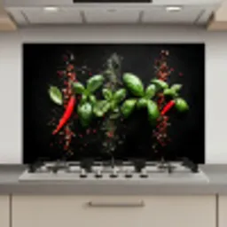 Chilipepers - Basilicum - Blaadjes - Rood keuken achterwand spatscherm klein -3d_website
