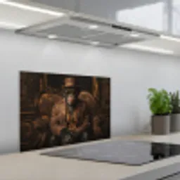 Chimpansee - Stoel - Pak - Bruin keuken achterwand spatscherm klein -3d_schuin