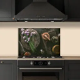 Bieslook - Keuken - Vijzel - Rustiek - Kruiden - Paars keuken achterwand spatscherm klein -sfeer1