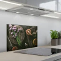 Bieslook - Keuken - Vijzel - Rustiek - Kruiden - Paars keuken achterwand spatscherm klein -3d_schuin