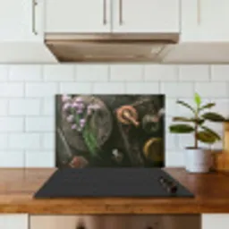 Bieslook - Keuken - Vijzel - Rustiek - Kruiden - Paars keuken achterwand spatscherm klein -sfeer2