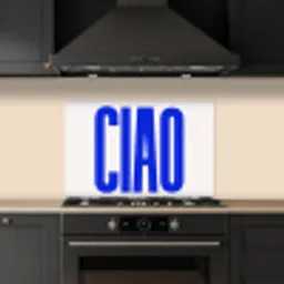 Ciao - Hoofdletters - Blauw - Minimalistisch keuken achterwand spatscherm klein -sfeer1