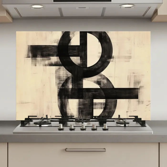 Cirkels - Balken - Zwart - Abstract keuken achterwand spatscherm klein -3d_website
