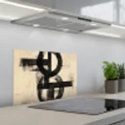 Cirkels - Balken - Zwart - Abstract keuken achterwand spatscherm klein -3d_schuin