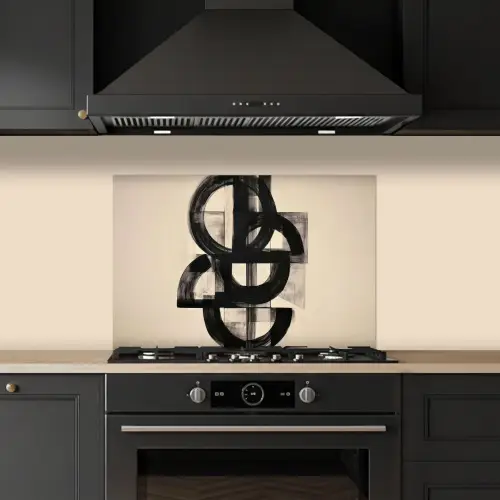 Cirkels - Lijnen - Vormen - Zwart keuken achterwand spatscherm klein -sfeer1