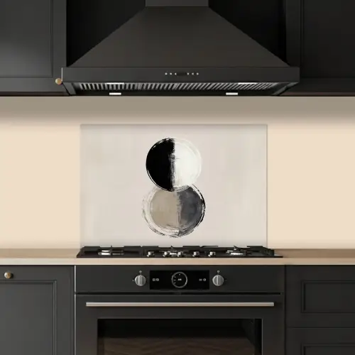 Cirkels - Strepen - Minimalistisch - Zwart keuken achterwand spatscherm klein -sfeer1