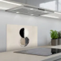 Cirkels - Strepen - Minimalistisch - Zwart keuken achterwand spatscherm klein -3d_schuin