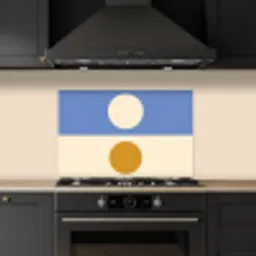 Cirkels - Symmetrisch - Wit - Blauw- Geel keuken achterwand spatscherm klein -sfeer1