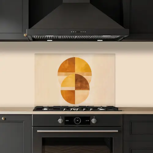 Cirkels - Geel - Minimalistisch keuken achterwand spatscherm klein -sfeer1