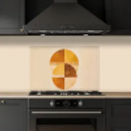 Cirkels - Geel - Minimalistisch keuken achterwand spatscherm klein -sfeer1