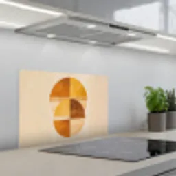 Cirkels - Geel - Minimalistisch keuken achterwand spatscherm klein -3d_schuin