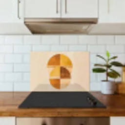 Cirkels - Geel - Minimalistisch keuken achterwand spatscherm klein -sfeer2