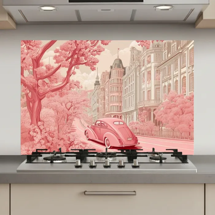 City - Car - Pink keuken achterwand spatscherm klein -3d_website