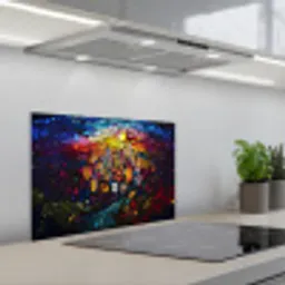Stad - Maan - Mozaïek - Kleurrijk keuken achterwand spatscherm klein -3d_schuin