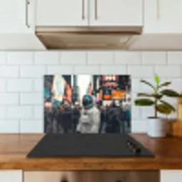 Stad - Mensen - Astronaut - Wit keuken achterwand spatscherm klein -sfeer2