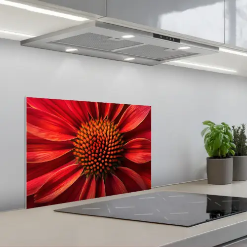 Close up - Bloem- Rood keuken achterwand spatscherm klein -3d_schuin