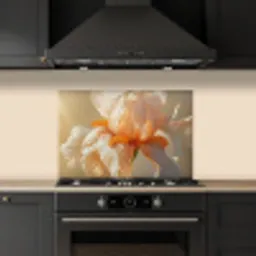 Close up - Oranje - Iris keuken achterwand spatscherm klein -sfeer1