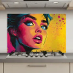 Close-up - Vrouwengezicht - Stippen - Geel keuken achterwand spatscherm klein -3d_website