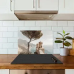 Kust - Klif - Boom - Gebouw keuken achterwand spatscherm klein -sfeer2