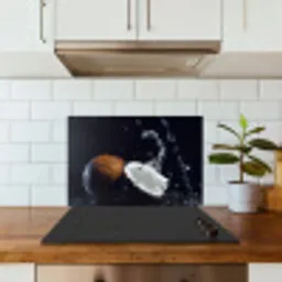 Kokosnoot - Stilleven - Water - Zwart - Fruit keuken achterwand spatscherm klein -sfeer2