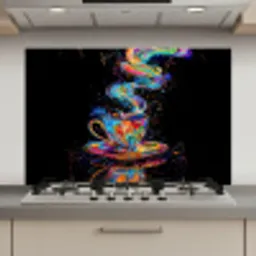Koffie - Kleurrijk - Zwart - Kopje keuken achterwand spatscherm klein -3d_website