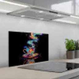 Koffie - Kleurrijk - Zwart - Kopje keuken achterwand spatscherm klein -3d_schuin