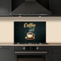 Koffie - Schotel - Koffiebonen - Retro keuken achterwand spatscherm klein -sfeer1