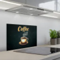 Koffie - Schotel - Koffiebonen - Retro keuken achterwand spatscherm klein -3d_schuin