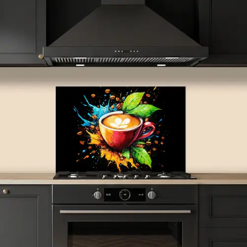 Koffie - Graffiti - Drinken - Abstract keuken achterwand spatscherm klein -sfeer1