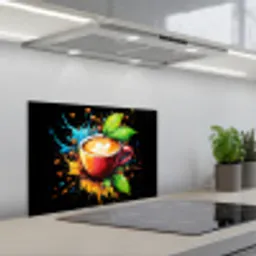 Koffie - Graffiti - Drinken - Abstract keuken achterwand spatscherm klein -3d_schuin