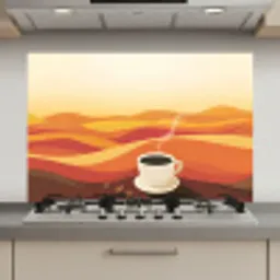 Koffie - Landschap - Oranje - Koffiebonen keuken achterwand spatscherm klein -3d_website