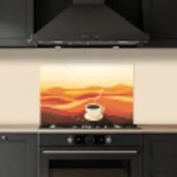 Koffie - Landschap - Oranje - Koffiebonen keuken achterwand spatscherm klein -sfeer1