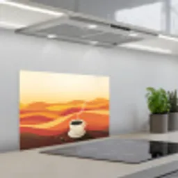 Koffie - Landschap - Oranje - Koffiebonen keuken achterwand spatscherm klein -3d_schuin