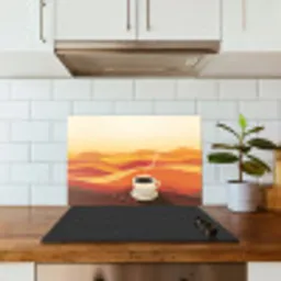 Koffie - Landschap - Oranje - Koffiebonen keuken achterwand spatscherm klein -sfeer2