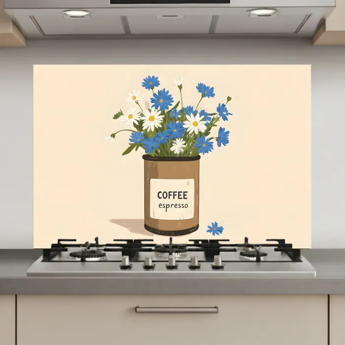 Coffee - Blik - Minimalistisch - Bloemen keuken achterwand spatscherm klein -3d_website