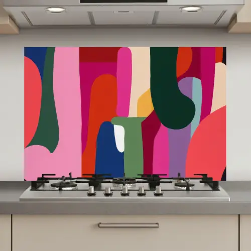 Kleurvakken - Recht - Rond - Abstract keuken achterwand spatscherm klein -3d_website