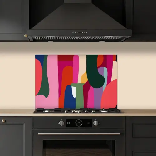 Kleurvakken - Recht - Rond - Abstract keuken achterwand spatscherm klein -sfeer1