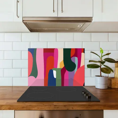 Kleurvakken - Recht - Rond - Abstract keuken achterwand spatscherm klein -sfeer2