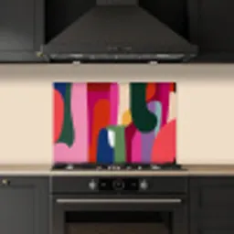 Kleurvakken - Recht - Rond - Abstract keuken achterwand spatscherm klein -sfeer1