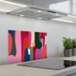 Kleurvakken - Recht - Rond - Abstract keuken achterwand spatscherm klein -3d_schuin